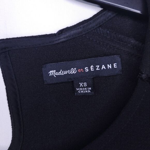 Madewell Sezane Top XS Black Button Shoulder - Picture 9 of 11